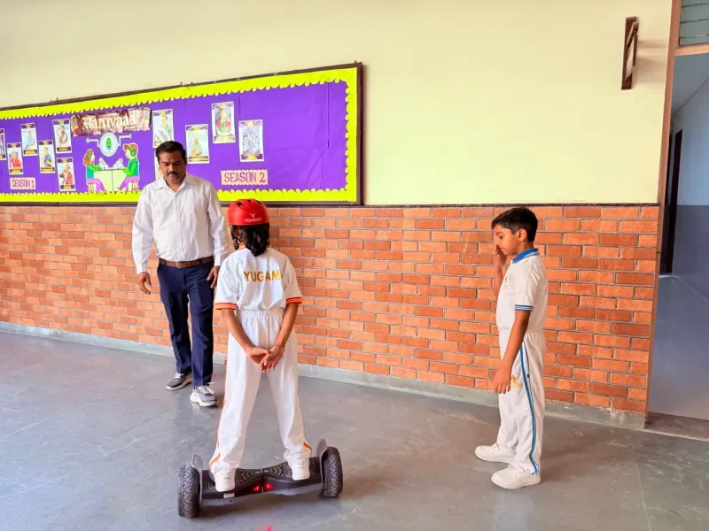 Hoverboard activity in the school corridor