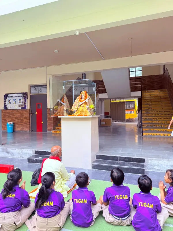 Students gathered in the assembly hall
